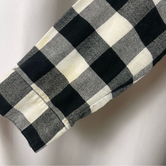 Free Press Large Buffalo Plaid Flannel Tunic Longline Button Down Shirt Chore - Picture 6 of 10